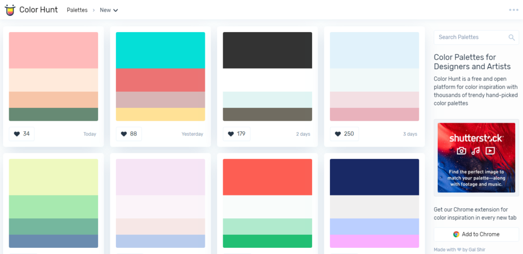 Color Palettes for Designers and Artists - Color Hunt