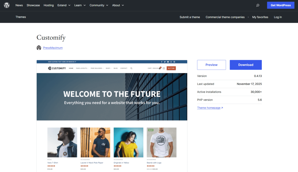 Customify WordPress Theme