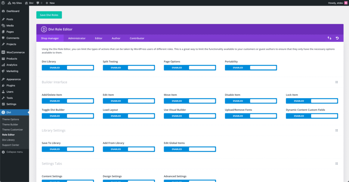 Divi Role Editor