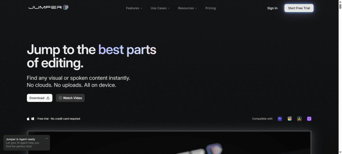 Jumper is a newer AI video editing tool