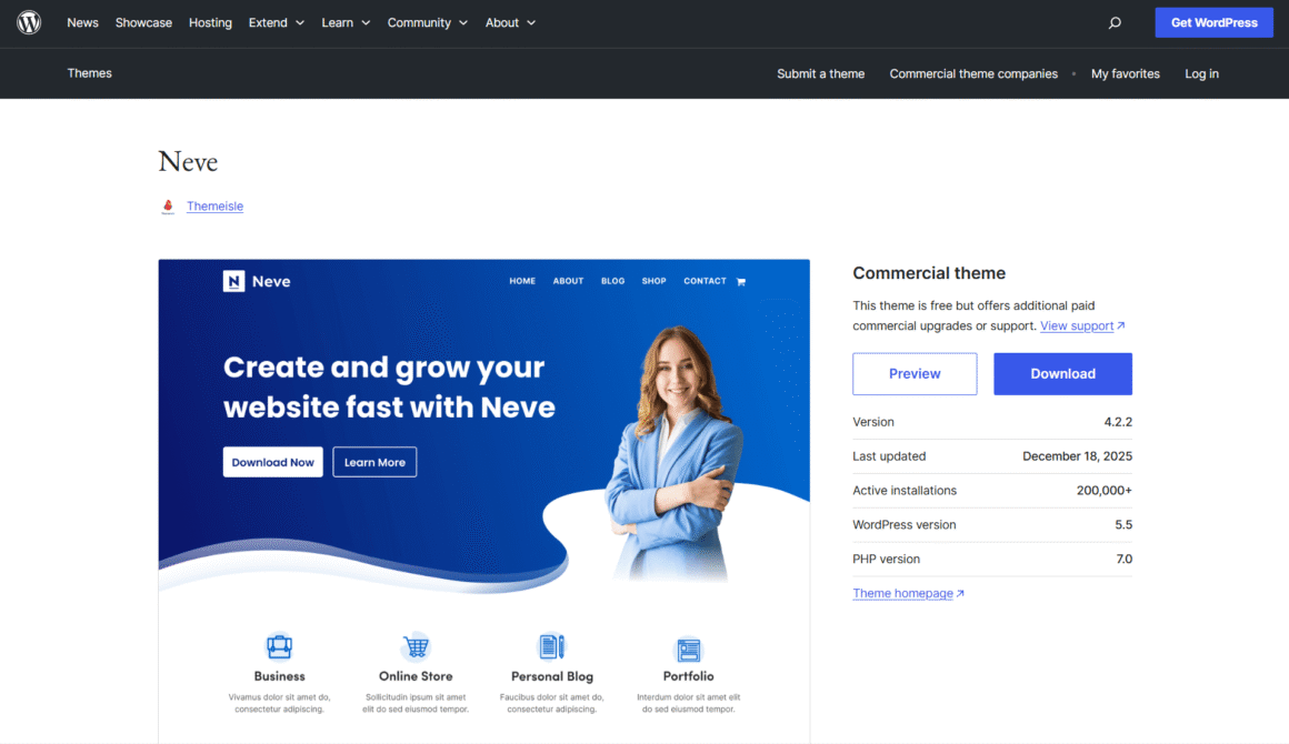 Neve WordPress theme