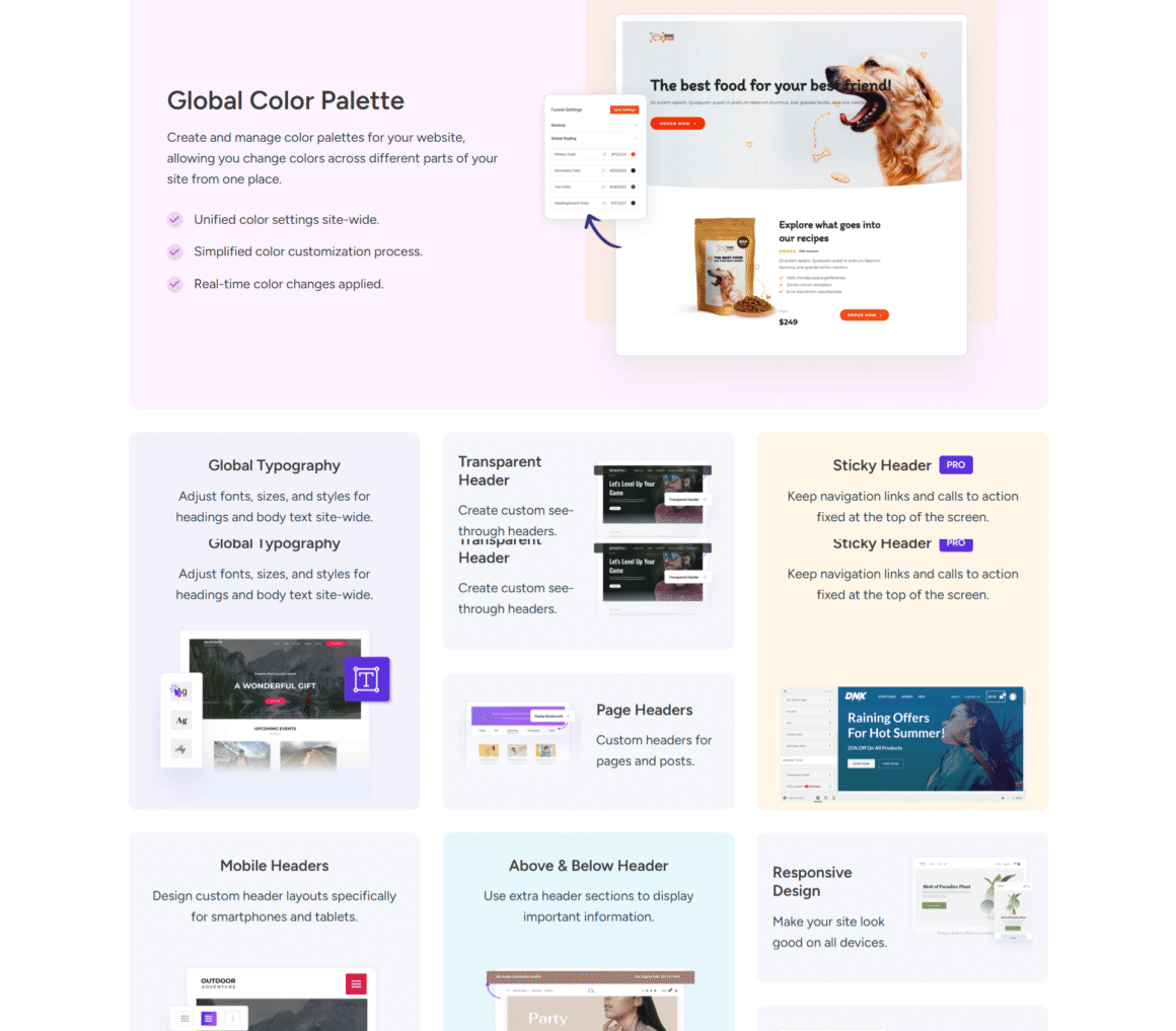 Astra Theme Design and layouts