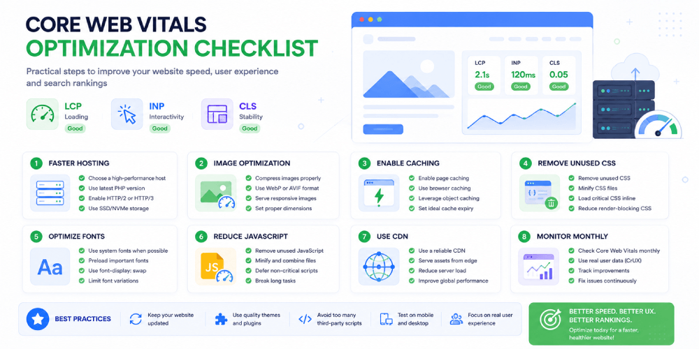 Core Web Vitals checklist UI