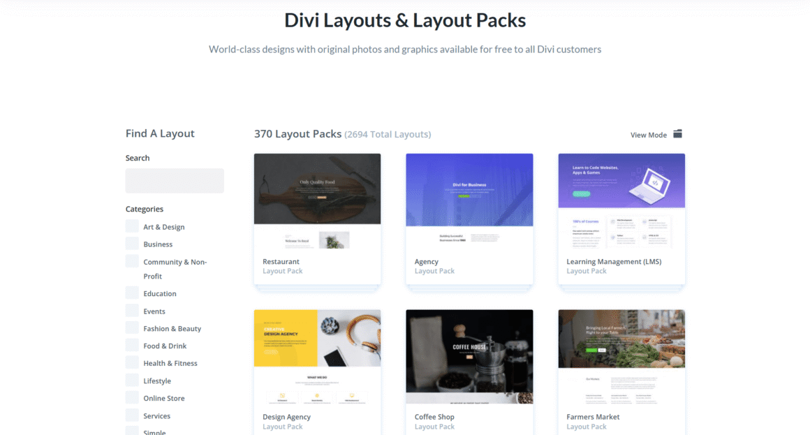 Divi Ready-Made Templates and Layout Packs