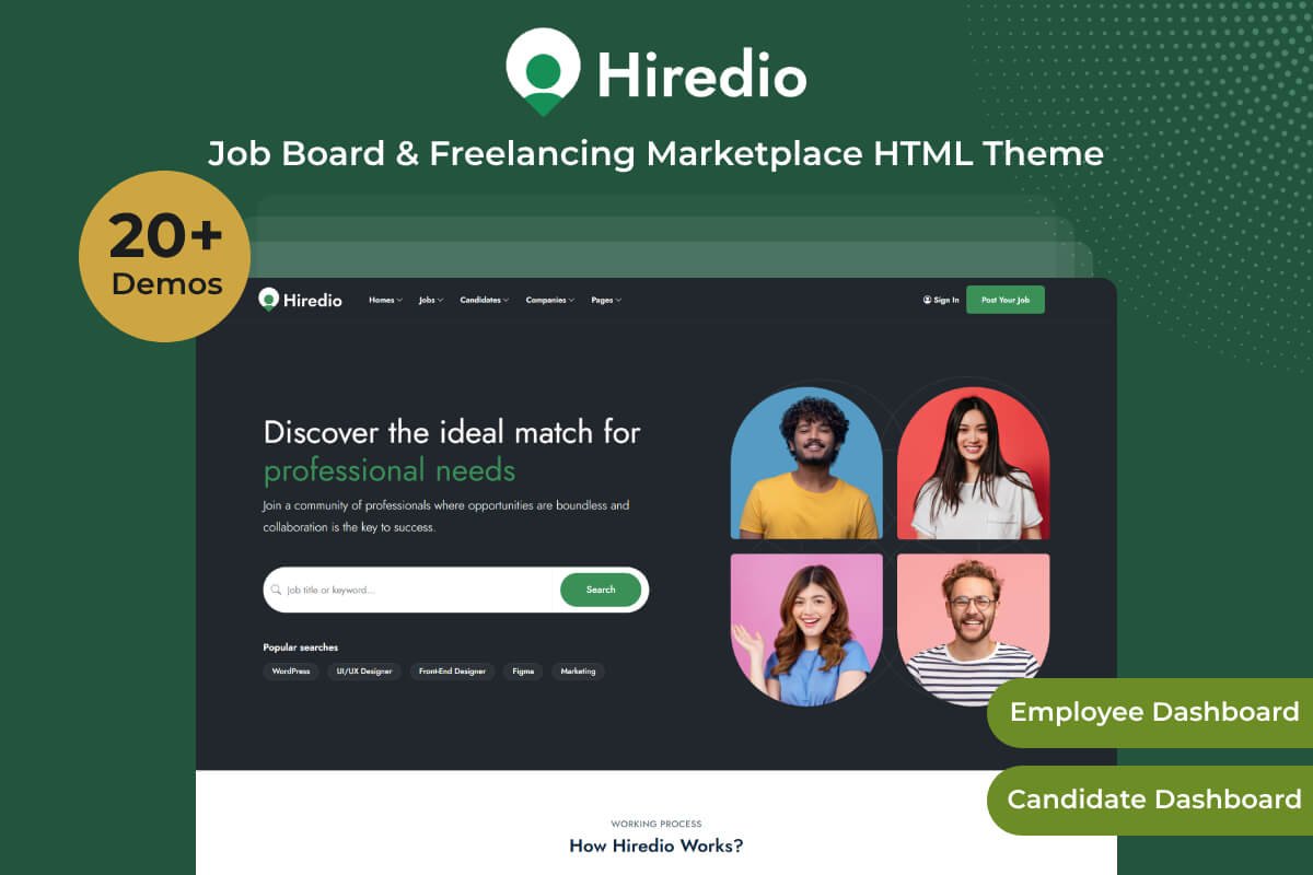 Hiredio Job Board & Freelancing HTML Theme