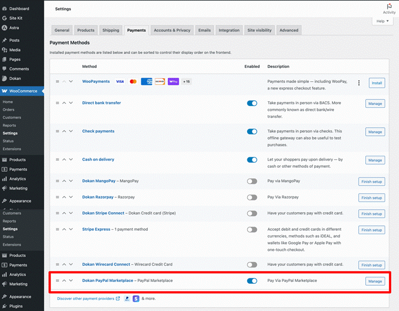Setup Payment Methods