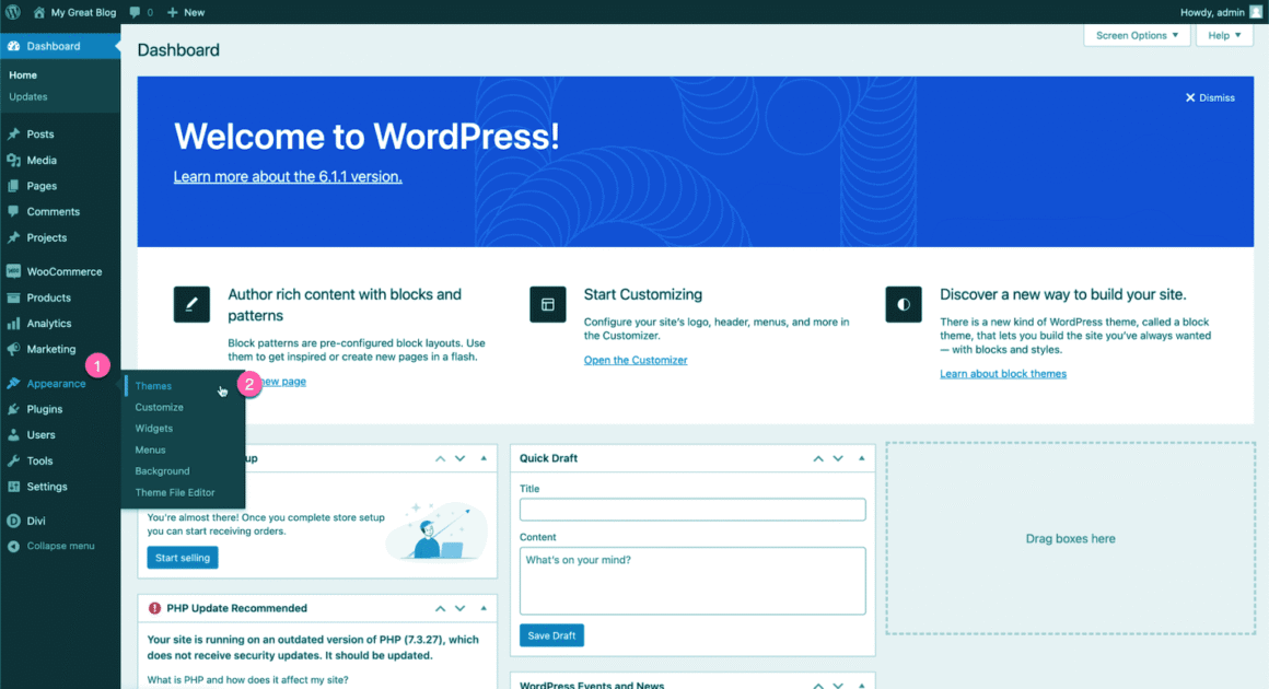Install Divi theme