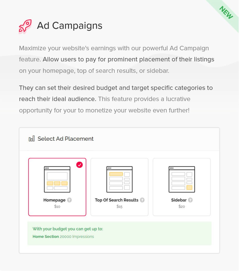 Listeo Ad Campaign Features