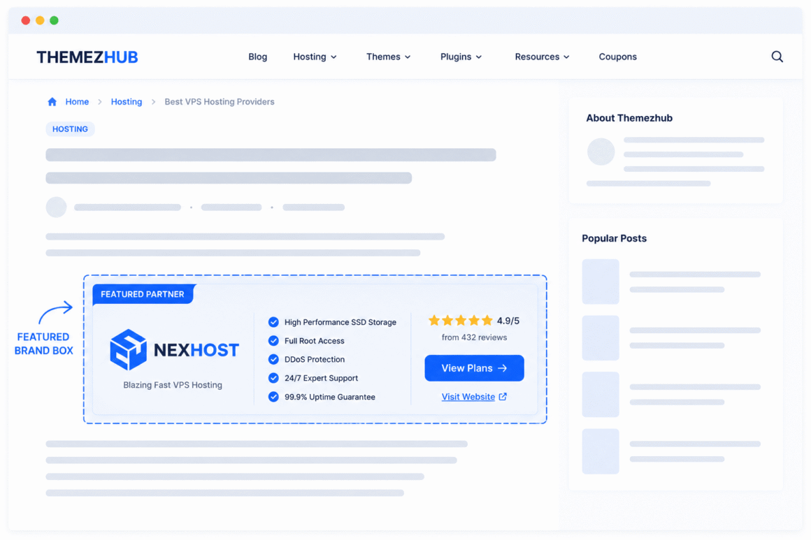 Themezhub Featured Box Promotion Placement