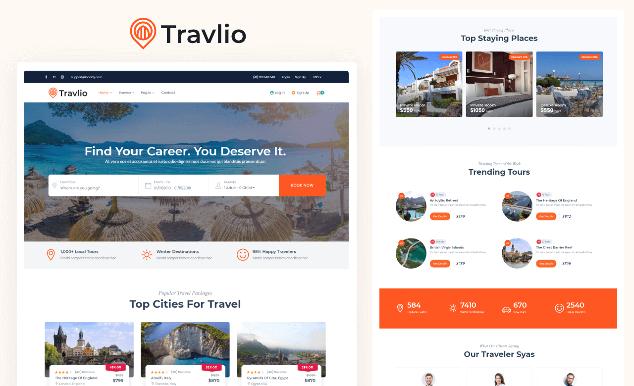 Travlio - Travel Booking WordPress Theme