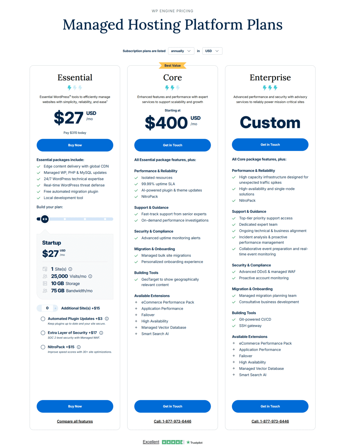 WP Engine Pricing Plan